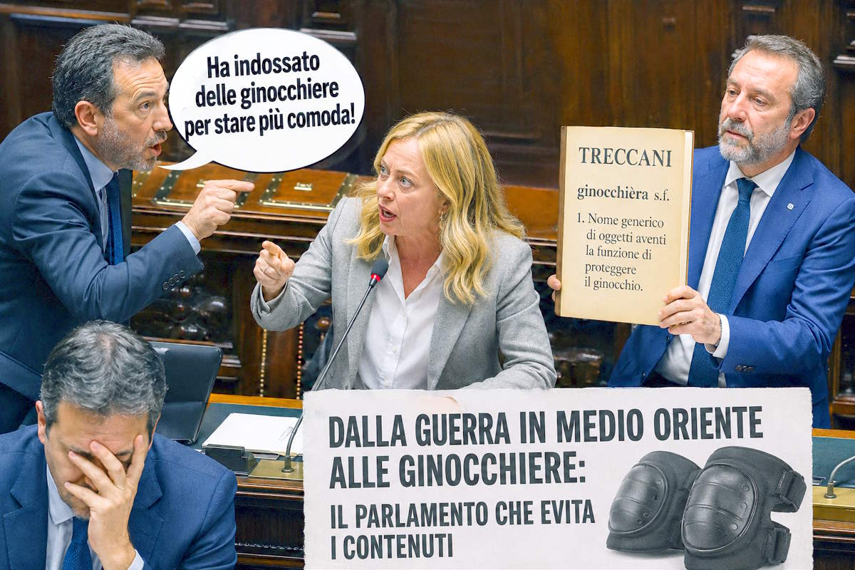 Le ginocchiere di Meloni, la Treccani e il grande diversivo parlamentare