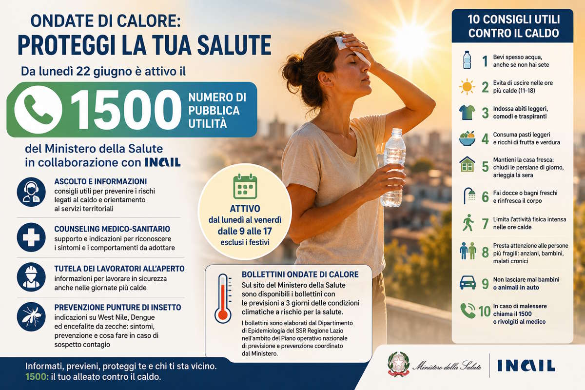 Caldo estremo, torna il numero 1500 del Ministero della Salute: assistenza, consigli e supporto per proteggere i cittadini