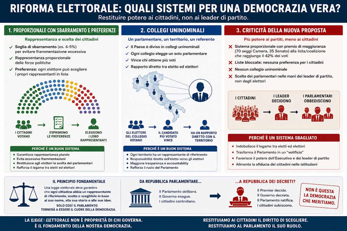La legge elettorale non è proprietà di una maggioranza: è il fondamento della democrazia rappresentativa